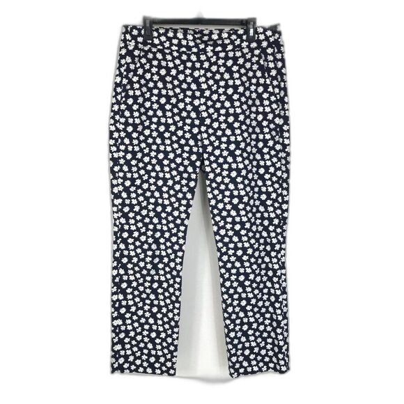 J. Crew Floral Remi Pants Women's Size 12 Scattered Daisies Straight Leg Stretch - Picture 1 of 13